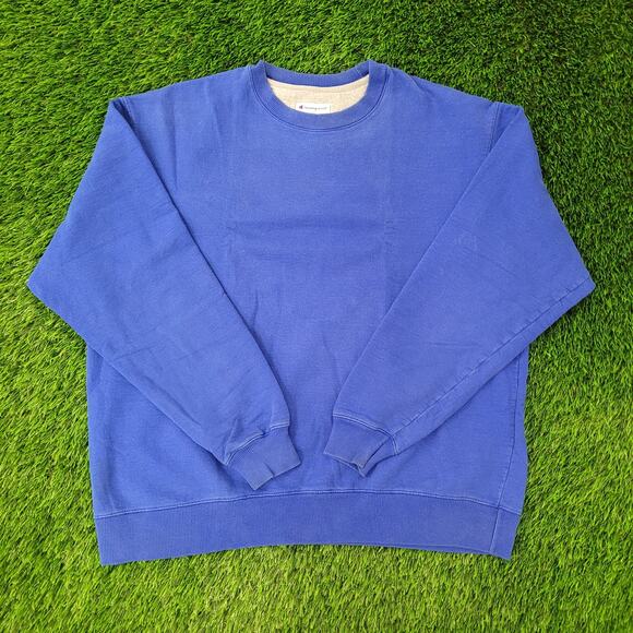 Champion Blank C-Logo Sweatshirt XL 25x26 Cropped Baggy Blue - Picture 1 of 14